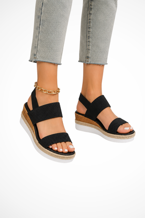 Sandales compensées confort femme bride cheville réglable bout ouvert vacances