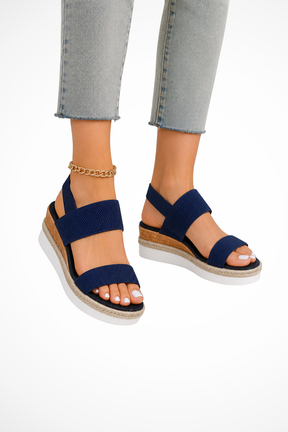 Sandales compensées confort femme bride cheville réglable bout ouvert vacances