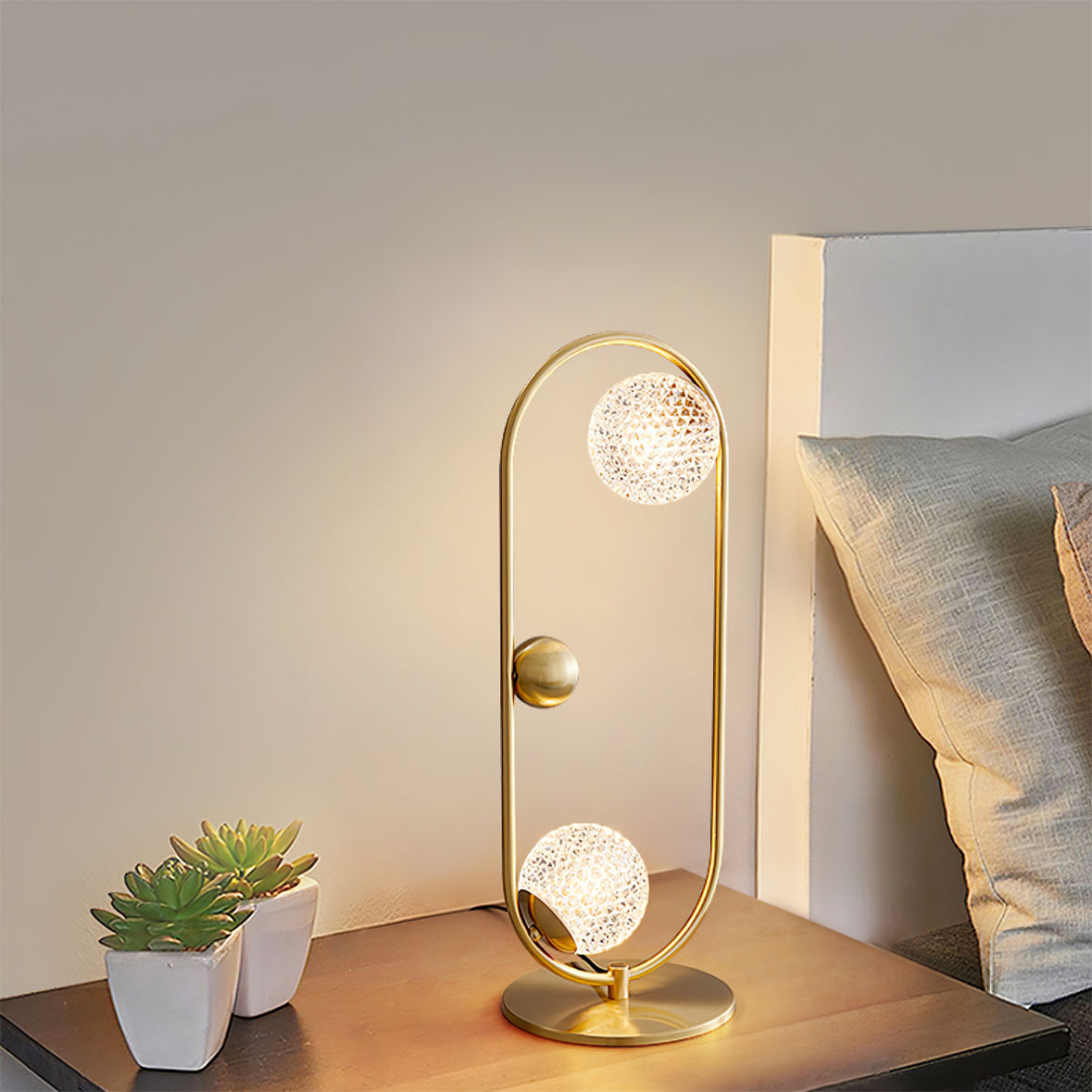 Lampe de Table Élégante en Verre - Design Asymétrique et Matériaux de Qualité