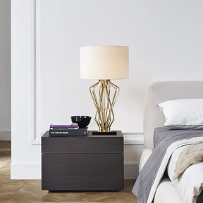 Lampe de Table Élégante en Métal - Design Raffiné avec Abat-jour en Lin