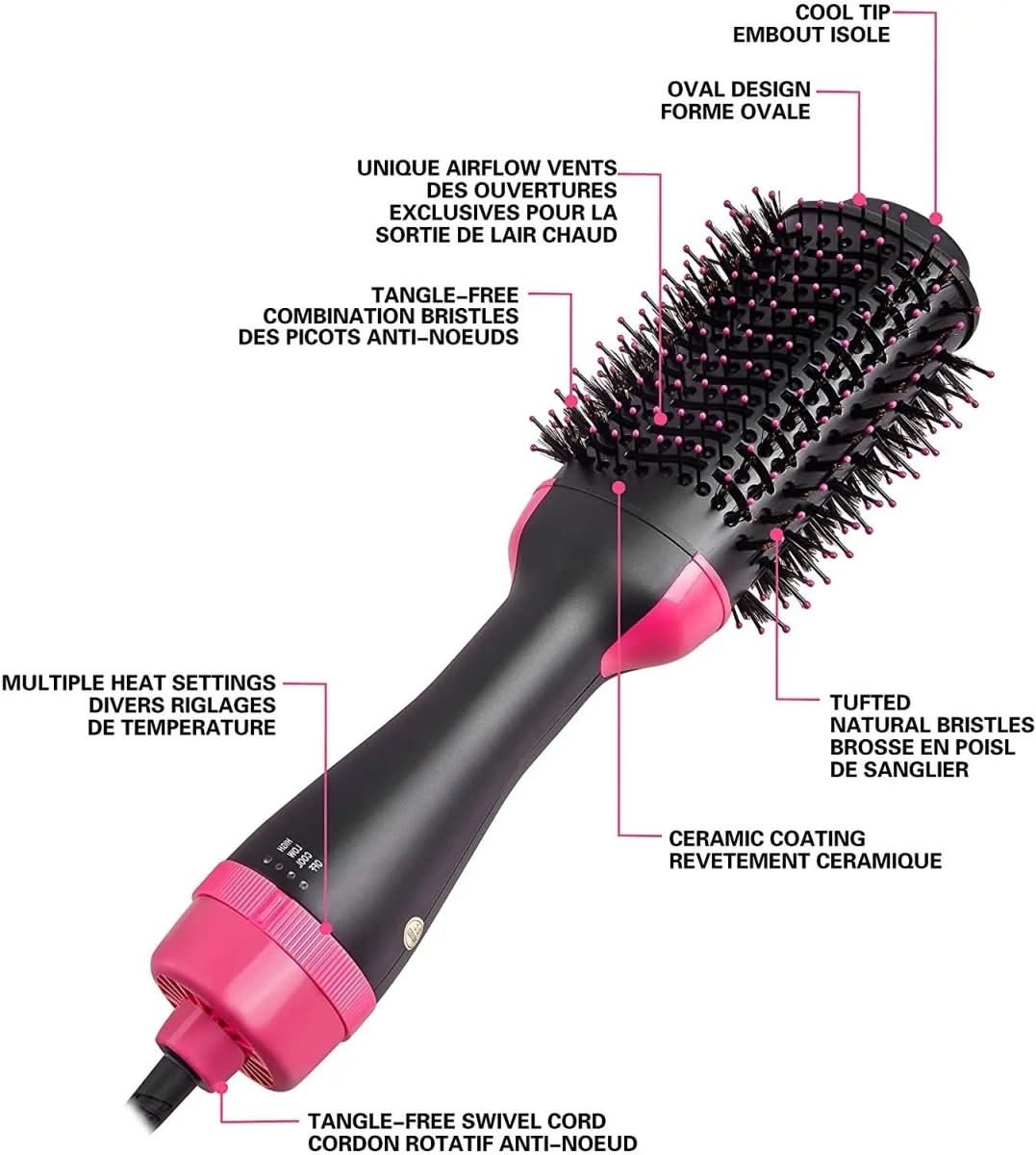 Sèche-cheveux et Lisseur 4-en-1 - Coiffage Élégant et Pratique