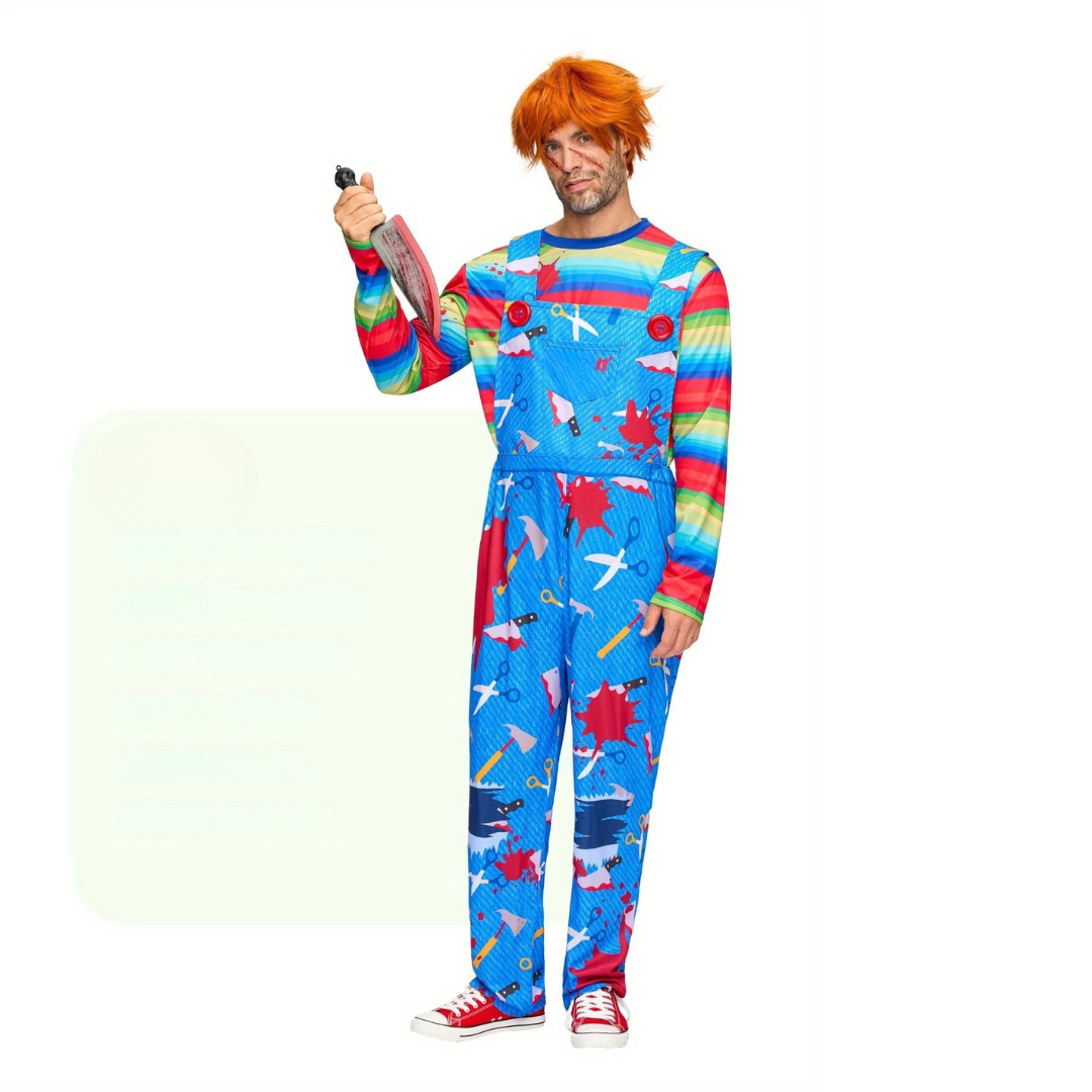 Costume d'Halloween pour Homme - Tenue Effrayante avec Perruque et Couteau