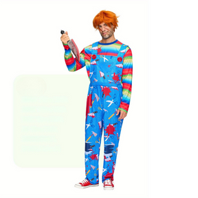 Costume d'Halloween pour Homme - Tenue Effrayante avec Perruque et Couteau