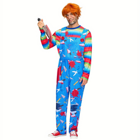 Costume d'Halloween pour Homme - Tenue Effrayante avec Perruque et Couteau