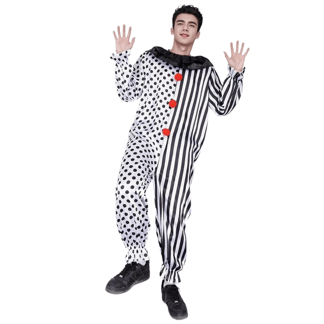 Costume de Clown Drôle pour Homme - Design à Pois et Rayures Audacieux