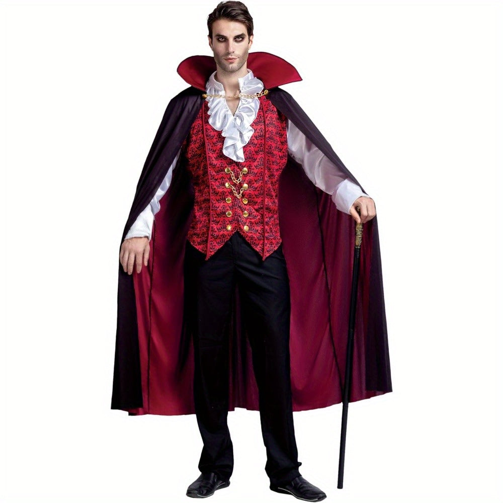 Costume de Vampire Gothique pour Homme - Longue Cape et Chemise Élégante