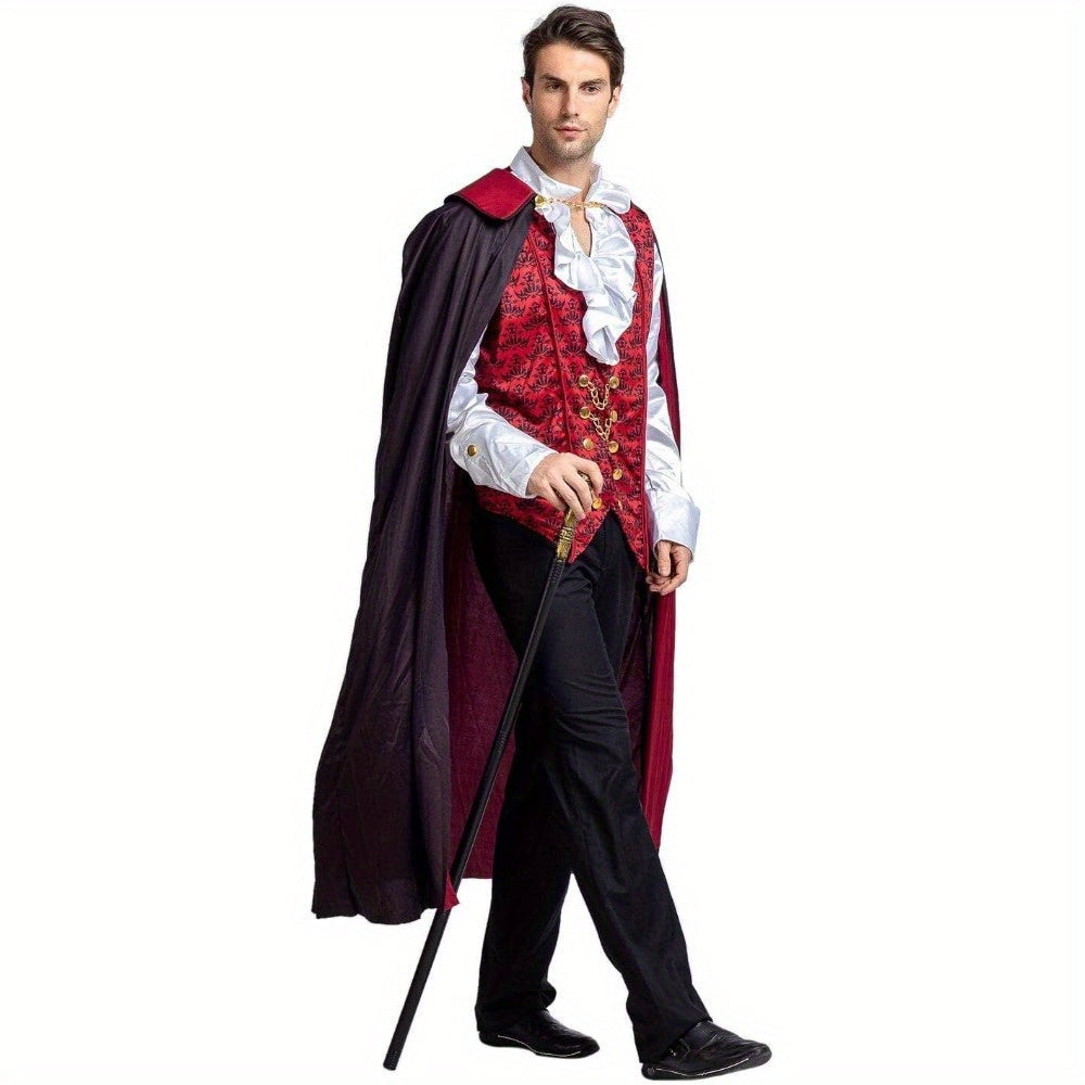 Costume de Vampire Gothique pour Homme - Longue Cape et Chemise Élégante