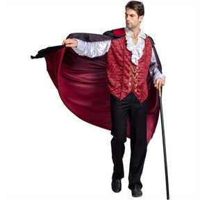 Costume de Vampire Gothique pour Homme - Longue Cape et Chemise Élégante