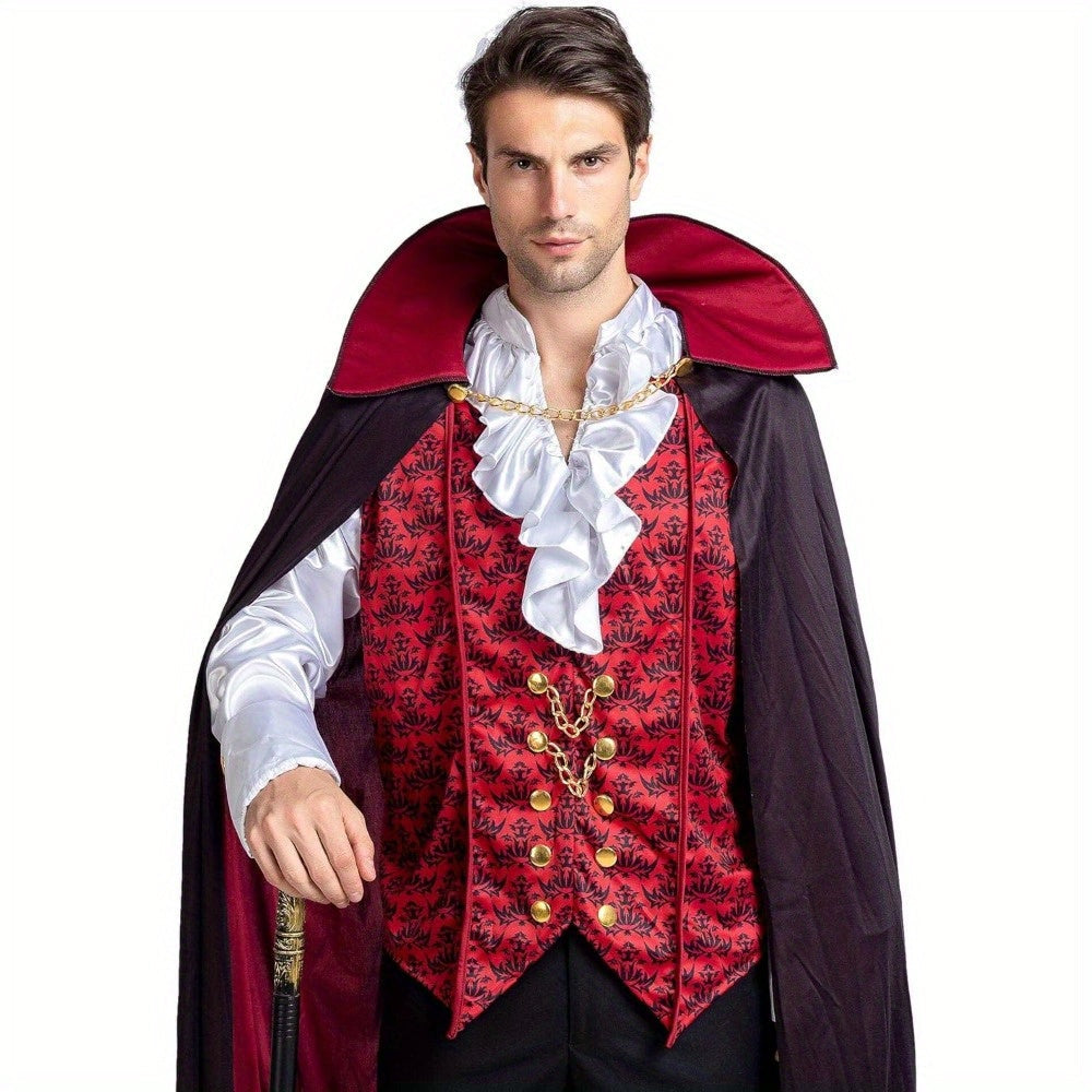 Costume de Vampire Gothique pour Homme - Longue Cape et Chemise Élégante