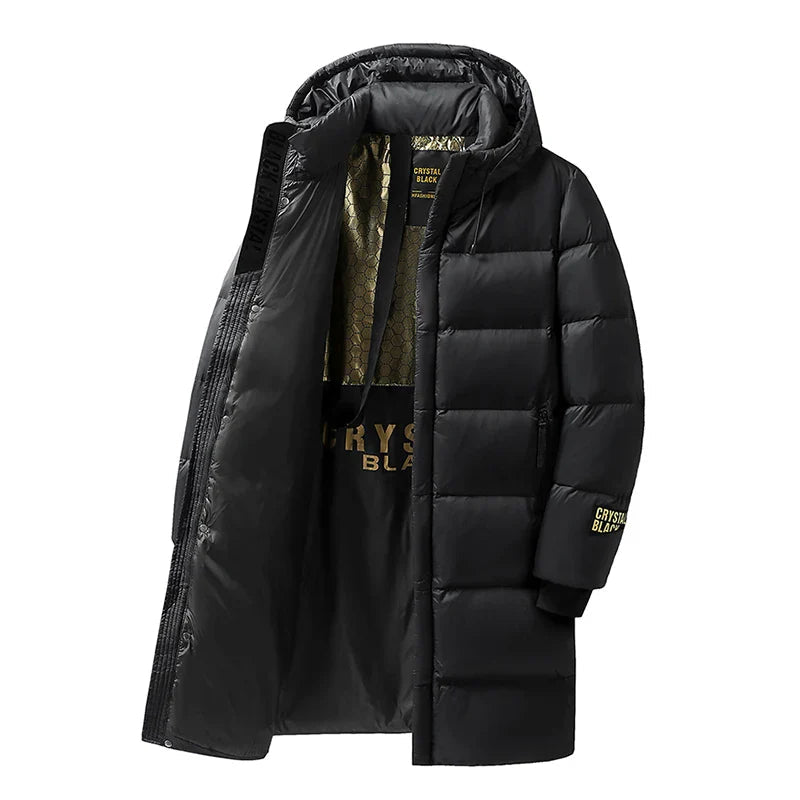 Manteau d'hiver Long en Nylon - Isolation en Duvet et Style Élégant