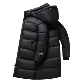Manteau d'hiver Long en Nylon - Isolation en Duvet et Style Élégant