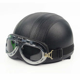 Casque de Moto Rétro Demi - Finition Brillante et Look Vintage