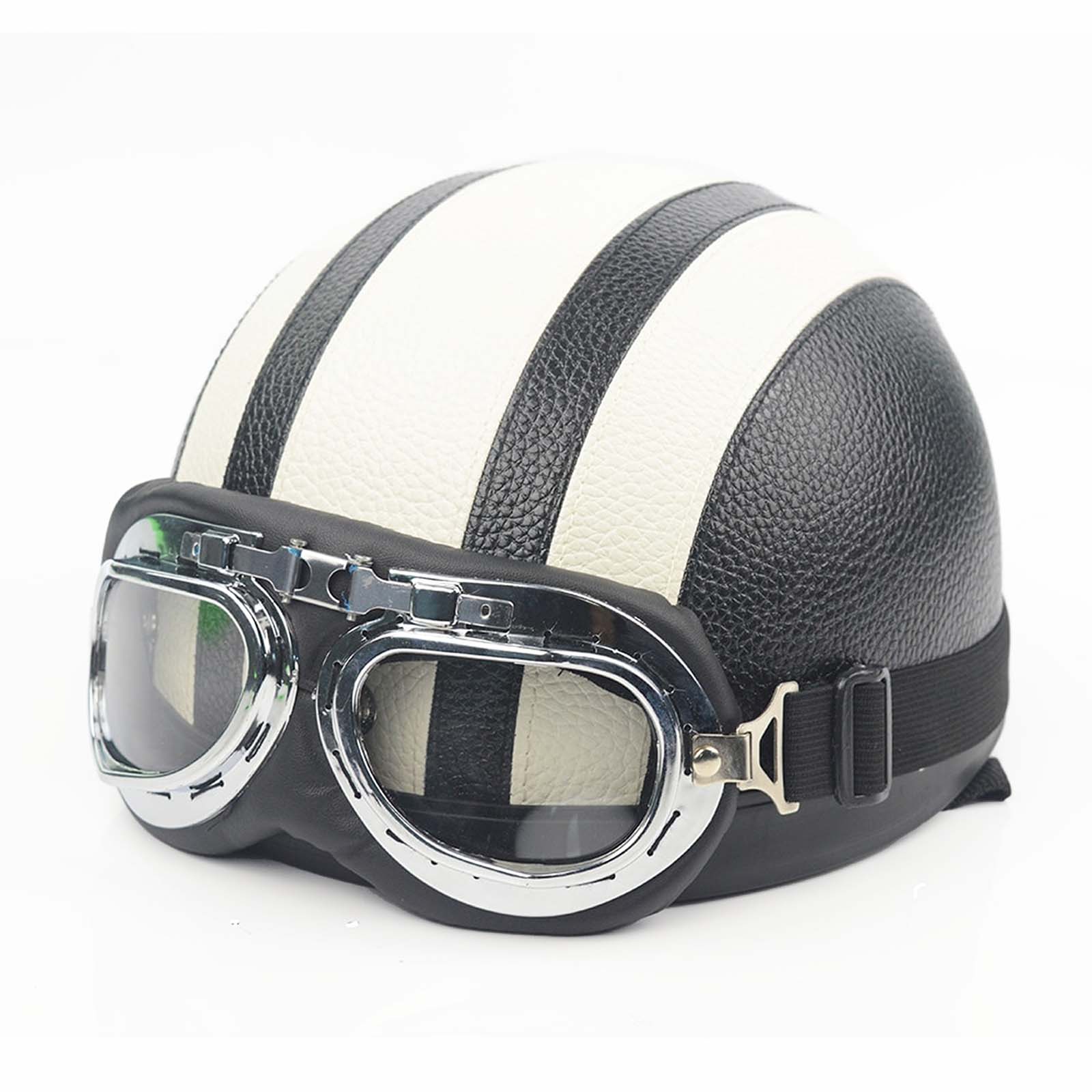 Casque de Moto Rétro Demi - Finition Brillante et Look Vintage