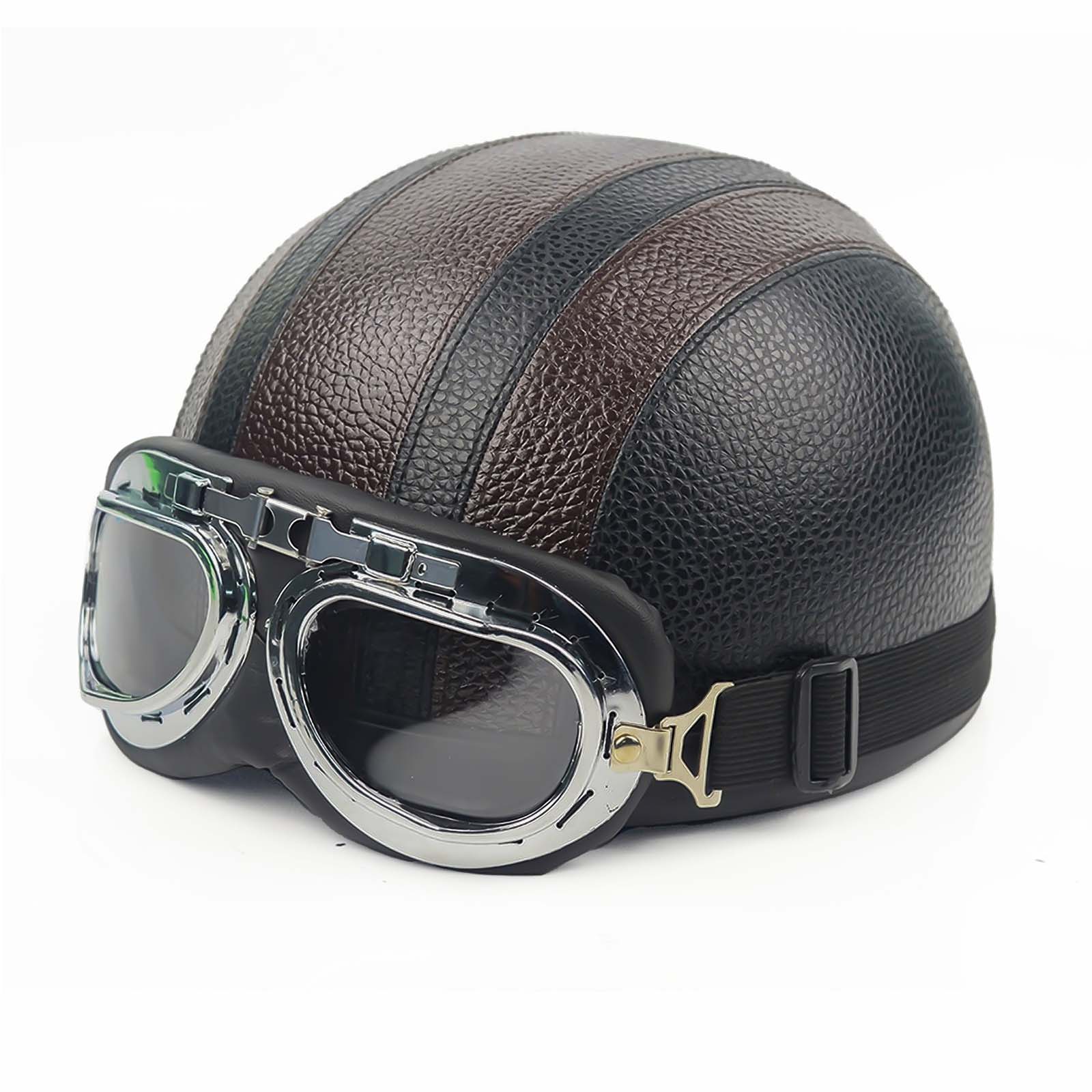 Casque de Moto Rétro Demi - Finition Brillante et Look Vintage
