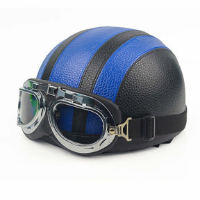 Casque de Moto Rétro Demi - Finition Brillante et Look Vintage