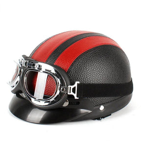 Casque de Moto Rétro Demi - Finition Brillante et Look Vintage