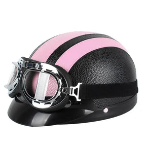 Casque de Moto Rétro Demi - Finition Brillante et Look Vintage