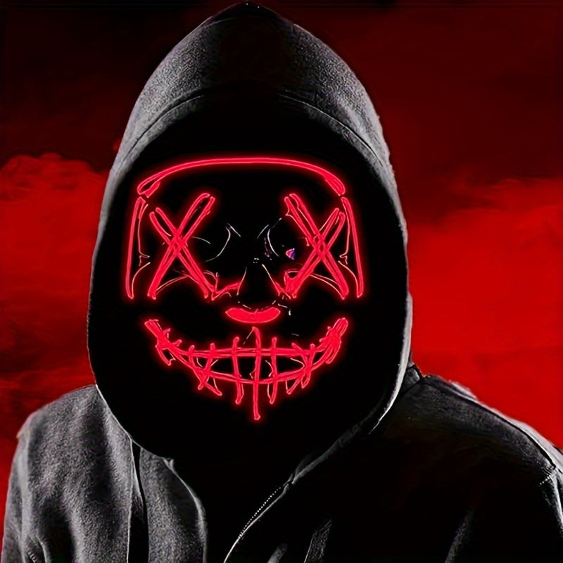 Masque LED Halloween Effrayant - Design Anonyme Lumineux et Confortable