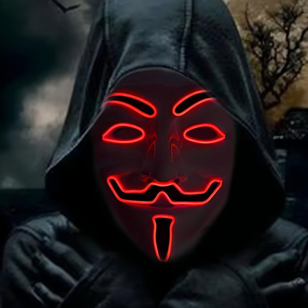 Masque LED Halloween Effrayant - Design Anonyme Lumineux et Confortable