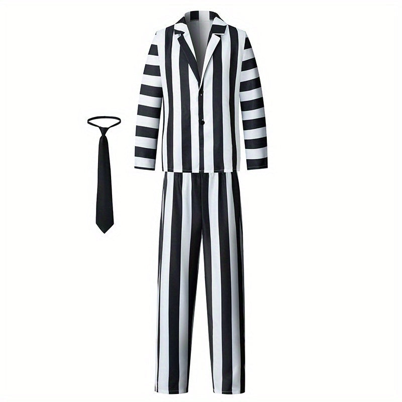 Costume d'Halloween à Rayures pour Homme - Ensemble 3 Pièces Confortable et Élégant