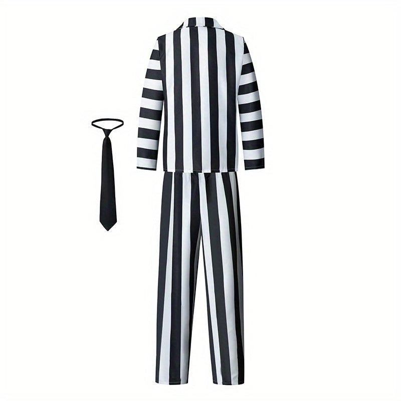 Costume d'Halloween à Rayures pour Homme - Ensemble 3 Pièces Confortable et Élégant