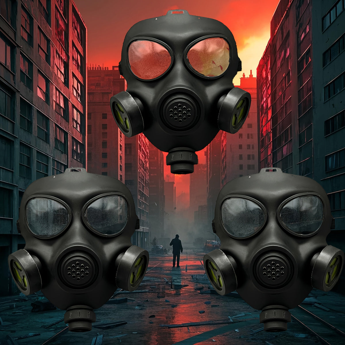 Masque à Gaz Tactique Halloween - Look Post-Apocalyptique Léger et Durable