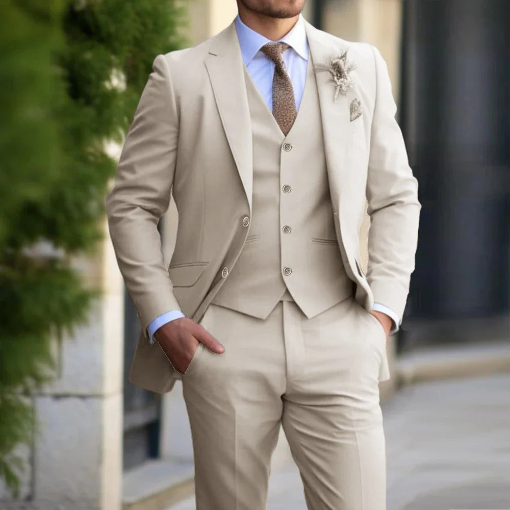 Costume 3 Pièces Élégant pour Hommes - Tissu Confortable et Coupe Slim