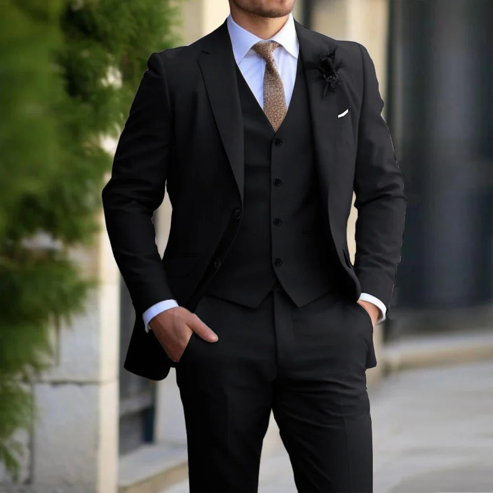 Costume 3 Pièces Élégant pour Hommes - Tissu Confortable et Coupe Slim