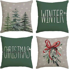 Housse de Coussin de Noël Verte - Design Festif et Confortable
