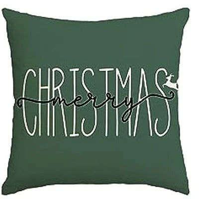 Housse de Coussin de Noël Verte - Design Festif et Confortable