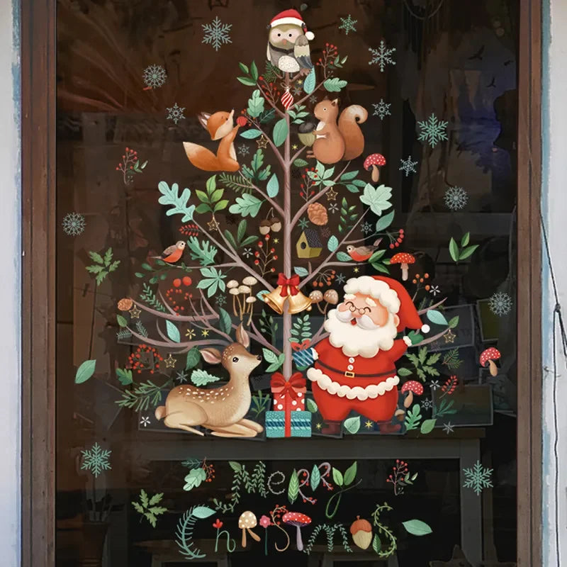 Autocollants de Noël pour Fenêtres - Décoration Festive et Réutilisable