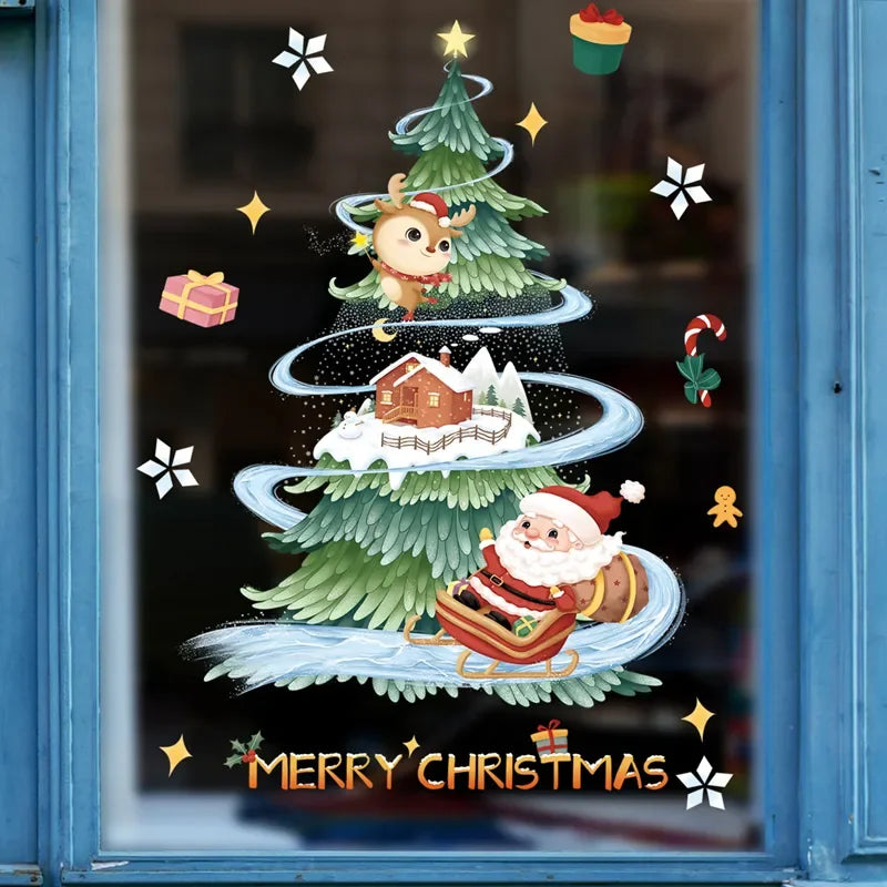 Autocollants de Noël pour Fenêtres - Décoration Festive et Réutilisable