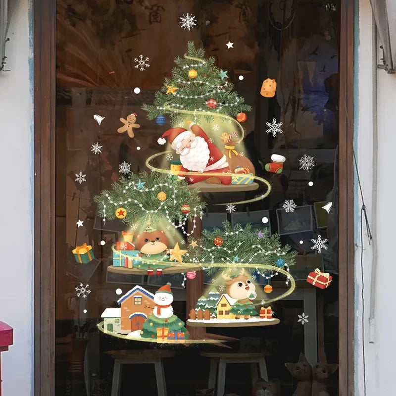 Autocollants de Noël pour Fenêtres - Décoration Festive et Réutilisable