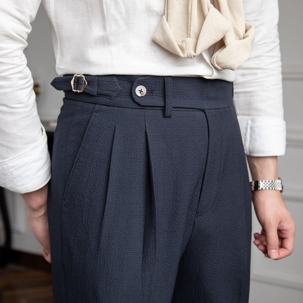 Pantalon Droit Sur Mesure pour Hommes - Élégance Rétro et Confort Quotidien