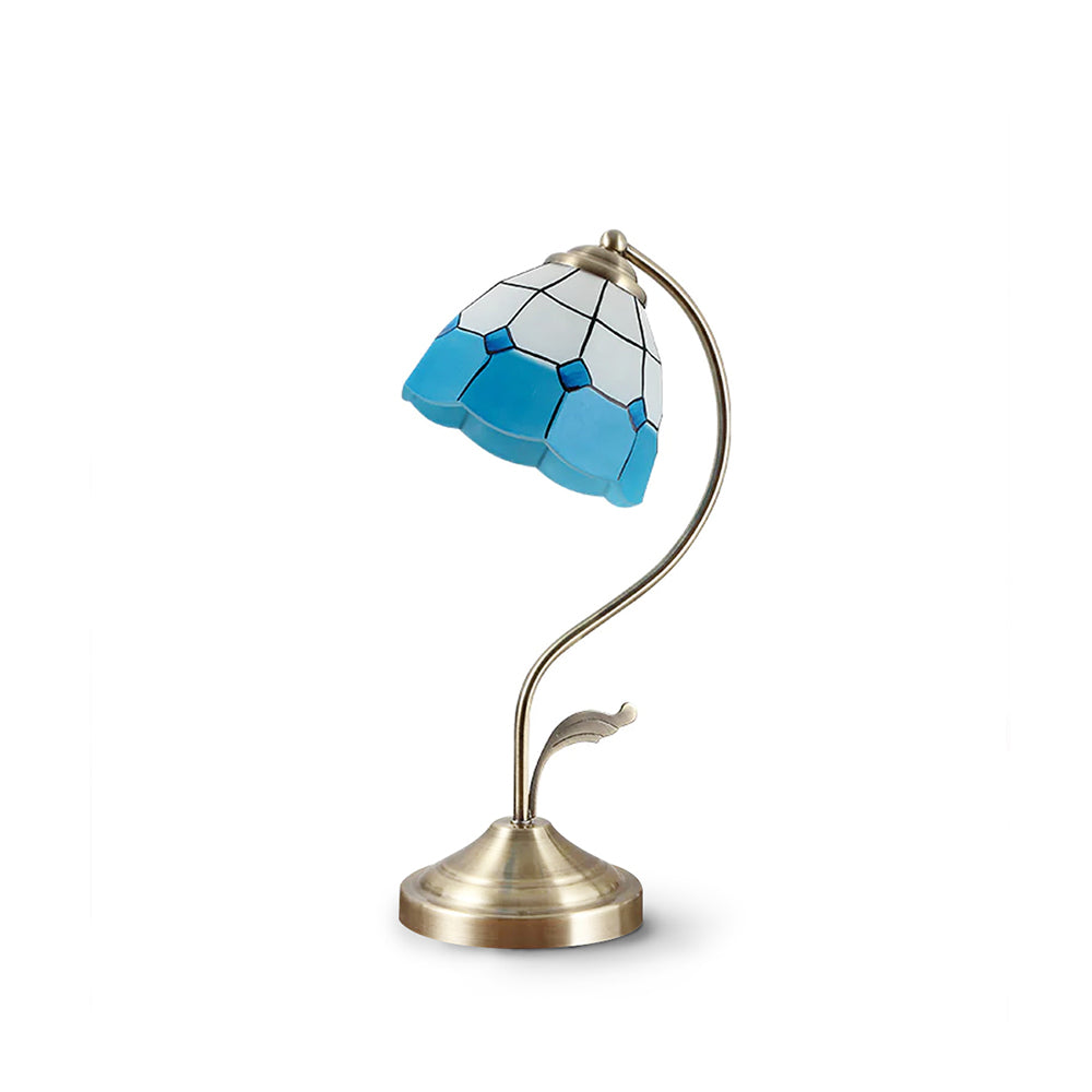 Lampe de Table Florale en Verre - Finition Dorée et Design Élégant
