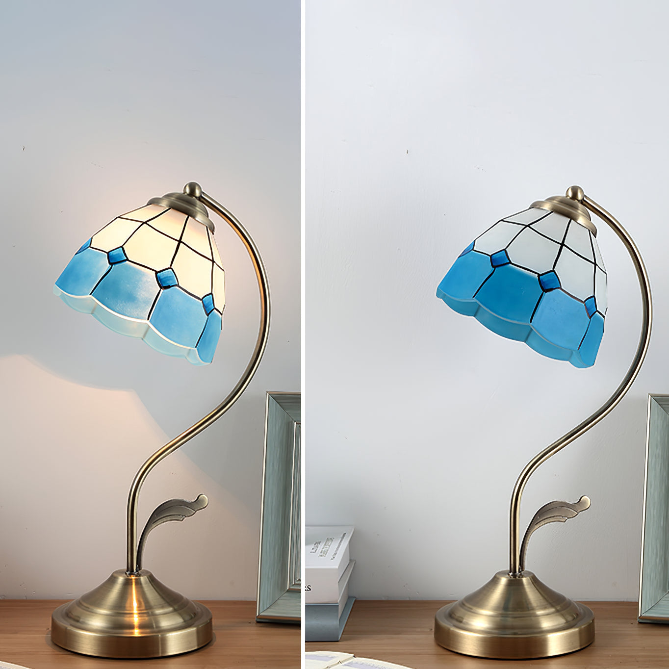 Lampe de Table Florale en Verre - Finition Dorée et Design Élégant