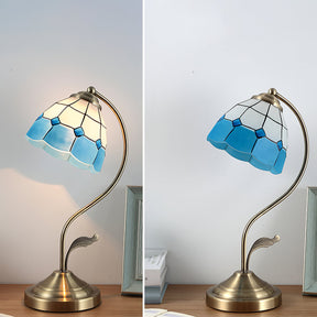 Lampe de Table Florale en Verre - Finition Dorée et Design Élégant