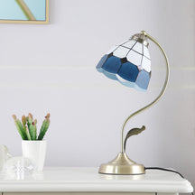 Lampe de Table Florale en Verre - Finition Dorée et Design Élégant