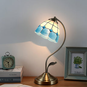 Lampe de Table Florale en Verre - Finition Dorée et Design Élégant