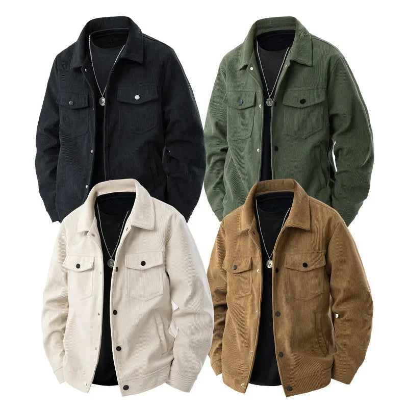 Veste d'Automne pour Hommes - Style Classique en Velours Côtelé