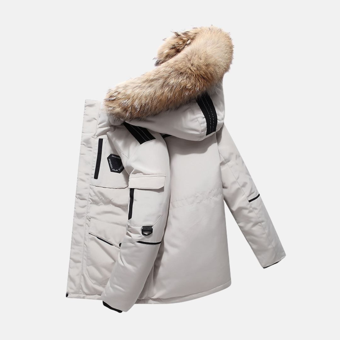 Manteau d'Hiver pour Hommes - Col en Fourrure Synthétique et Style Urbain