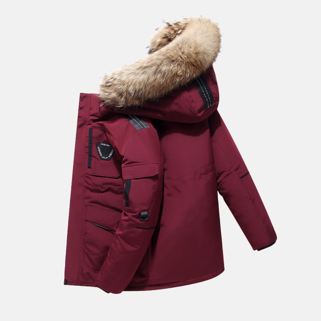 Manteau d'Hiver pour Hommes - Col en Fourrure Synthétique et Style Urbain