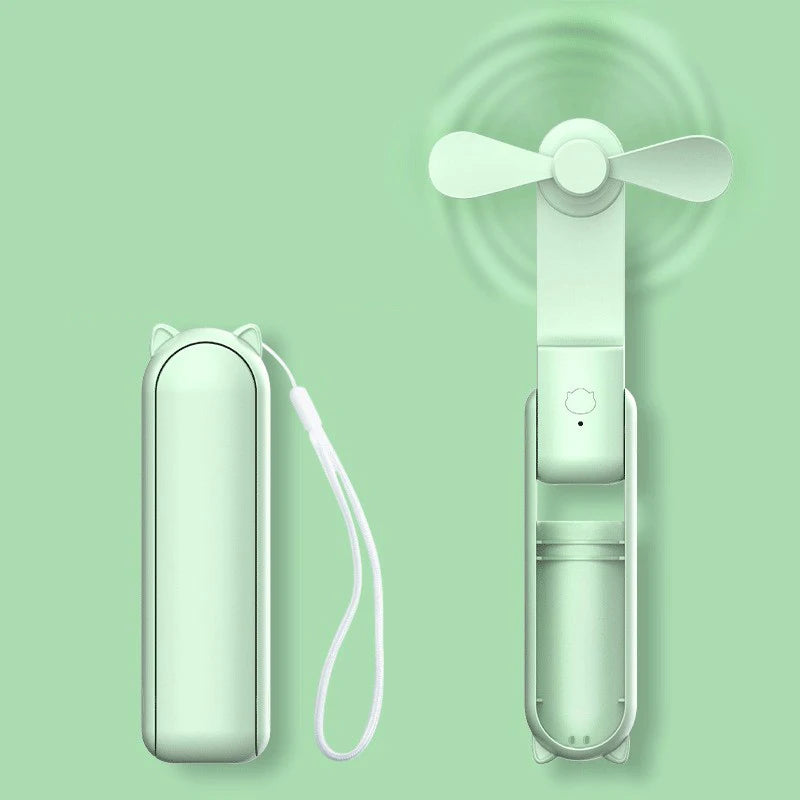 Ventilateur Portable Rechargeable - 3 Vitesses, Pliable et Powerbank