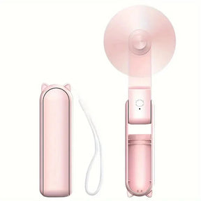 Ventilateur Portable Rechargeable - 3 Vitesses, Pliable et Powerbank