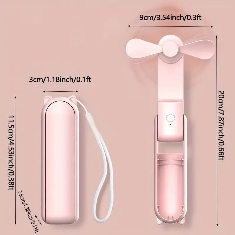 Ventilateur Portable Rechargeable - 3 Vitesses, Pliable et Powerbank