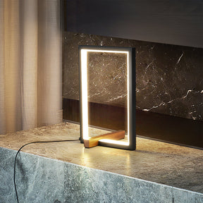 Lampe de Table en Cuivre et Noyer - Design Élégant et Éclairage Doux
