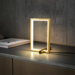 Lampe de Table en Cuivre et Noyer - Design Élégant et Éclairage Doux