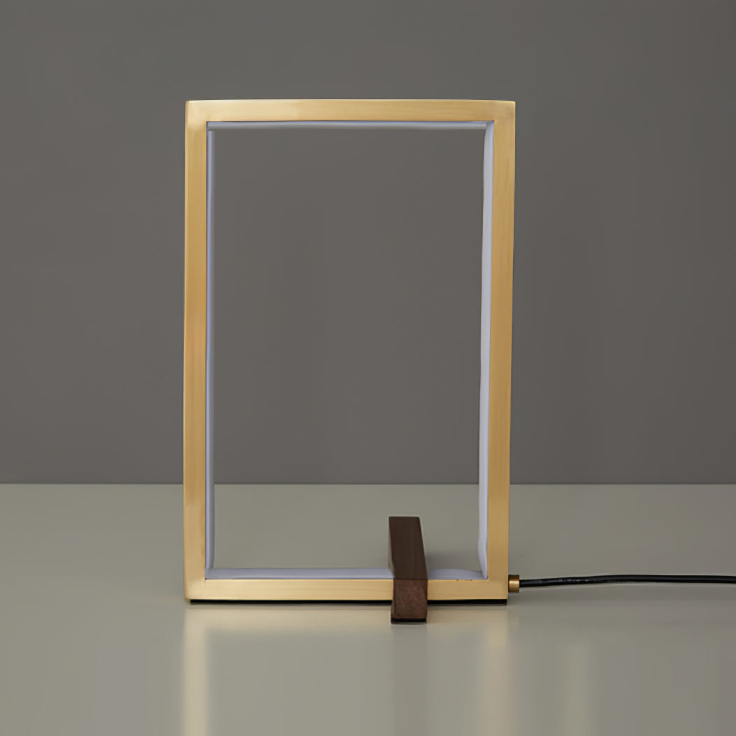 Lampe de Table en Cuivre et Noyer - Design Élégant et Éclairage Doux