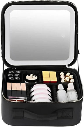 Trousse de Maquillage Portable - Miroir LED Intégré et Compact