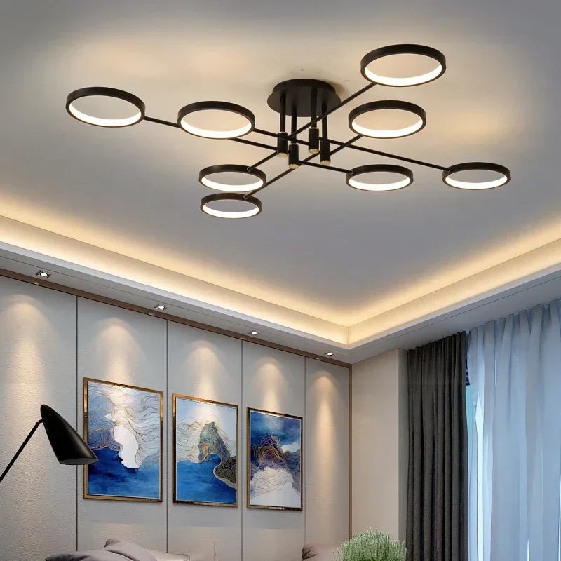 Lustre LED Moderne Économe en Énergie - Design Contemporain et Suspension Réglable